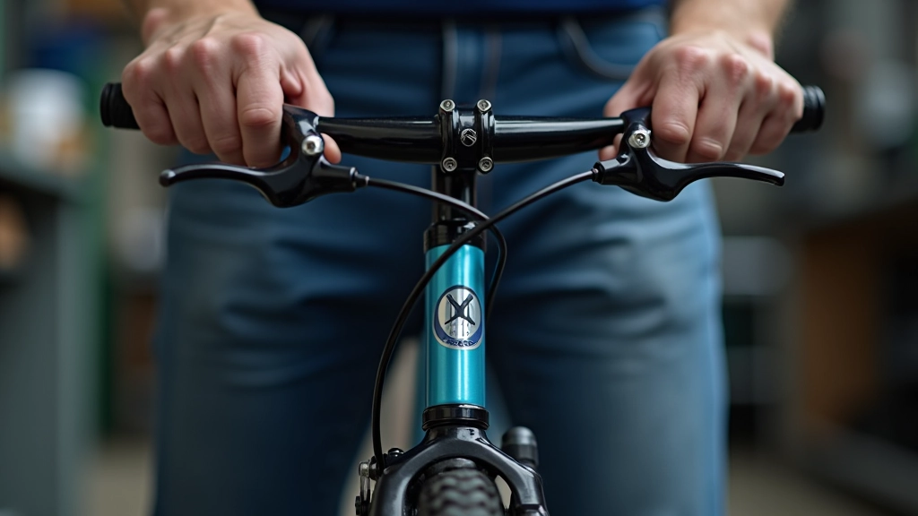 Bicycle stem and headset showing connection between handlebars and fork