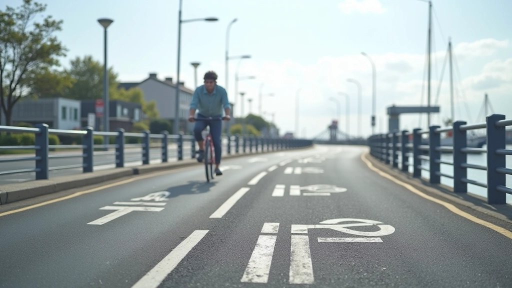 Close-up of smooth, well-maintained paved cycling path with clear markings, ideal for comfortable riding