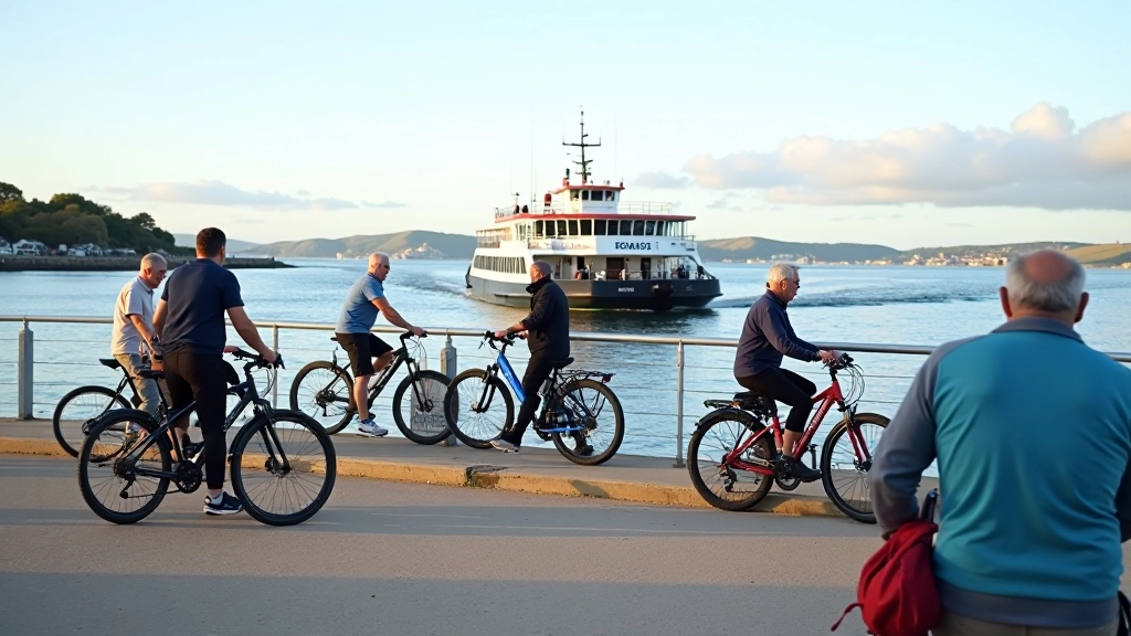 Ferry crossing to Spike Island with cyclists and bicycles on board